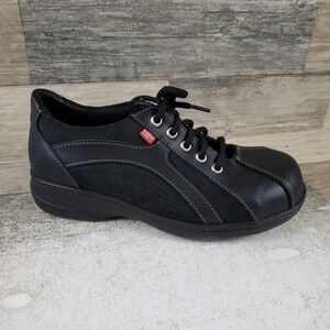 Mellow Walk Daisy Womens Work Shoes Sz 5.5 E Black Leather Steel Toe Lace Up